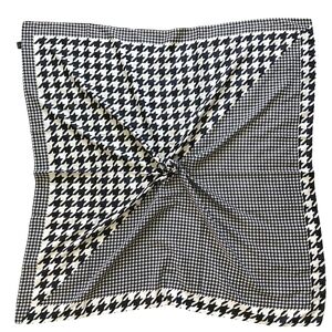 💖 2/$30 Square Satin hair Scarf preppy Houndstooth black white Head &‎ neck nwt